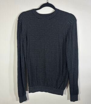 Massimo Dutti Men’s L Sweater Cotton Silk Cashmere Striped Crewneck